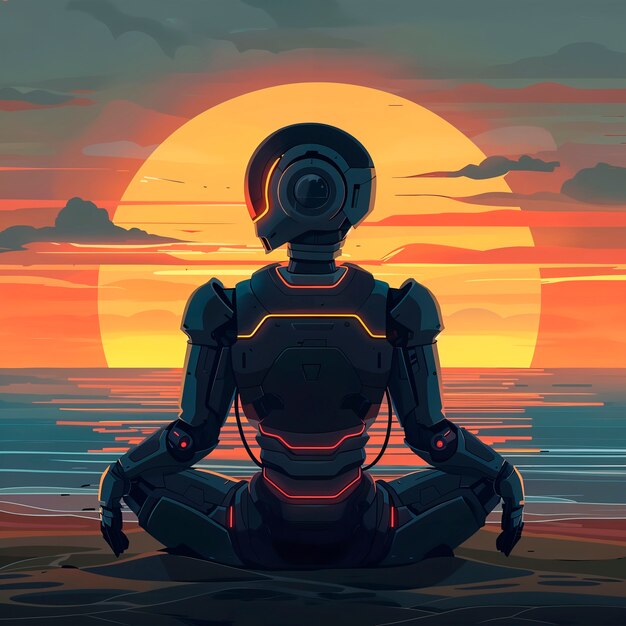 Escena de un robot de dibujos animados