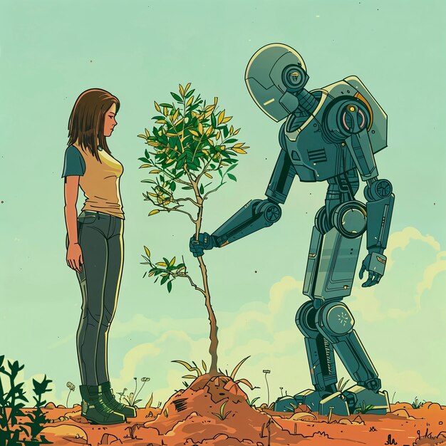 Escena de un robot de dibujos animados
