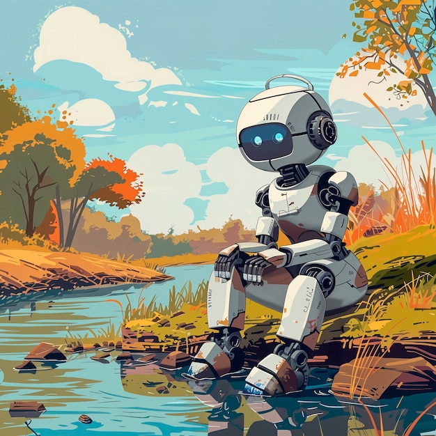 Escena de un robot de dibujos animados