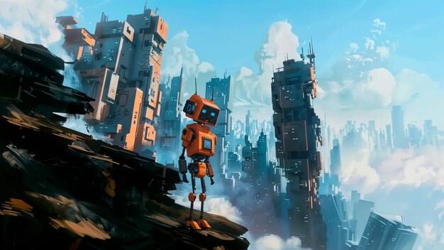 Escena de un robot de dibujos animados