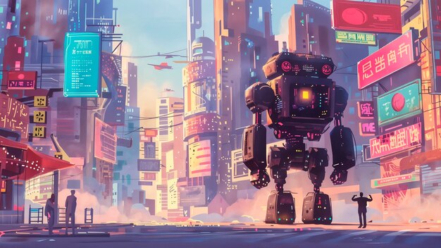 Escena de un robot de dibujos animados