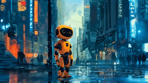 Escena de un robot de dibujos animados