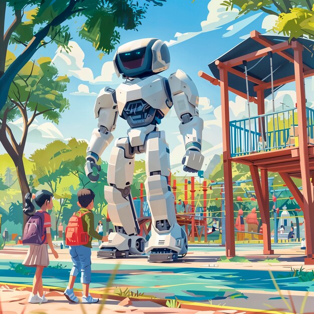 Escena de un robot de dibujos animados