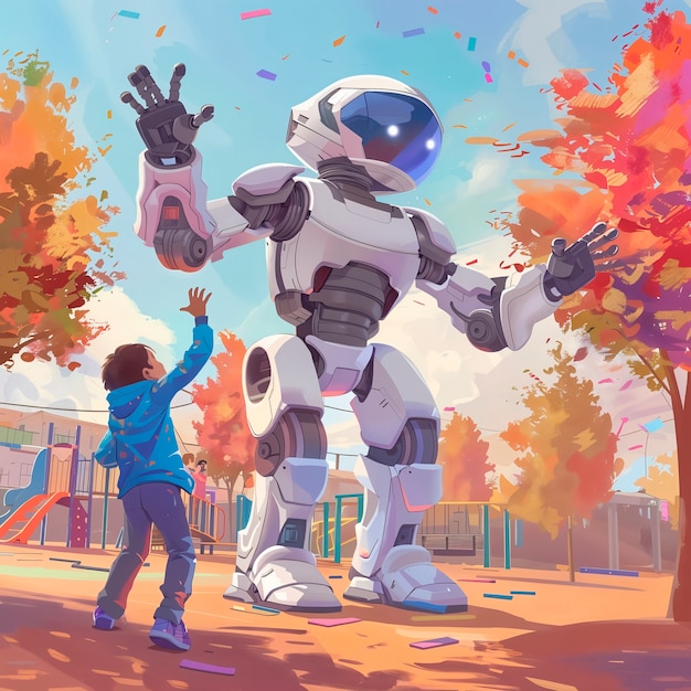 Escena de un robot de dibujos animados