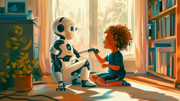 Escena de un robot de dibujos animados
