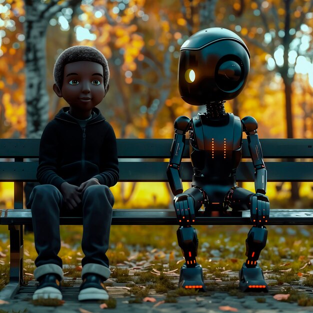 Escena de un robot de dibujos animados