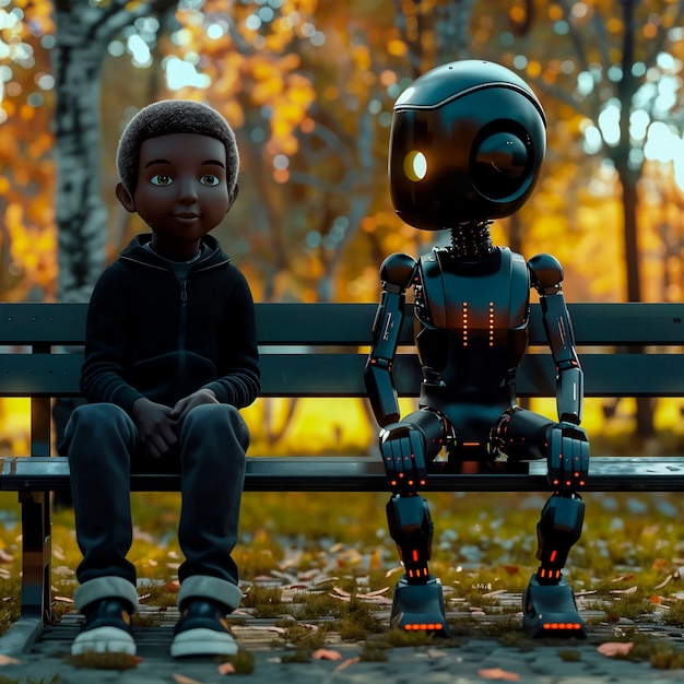 Escena de un robot de dibujos animados