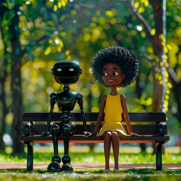 Escena de un robot de dibujos animados