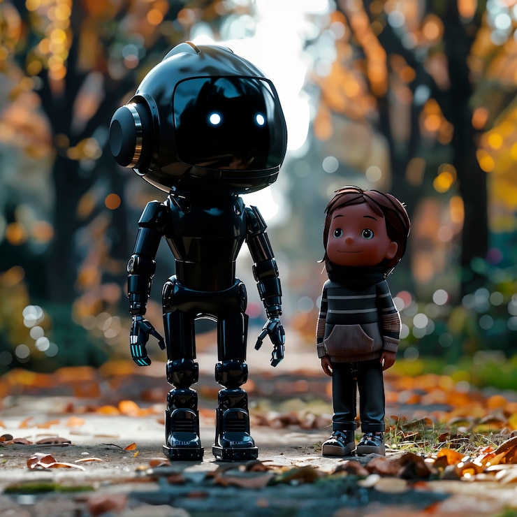 Foto gratuito escena de un robot de dibujos animados
