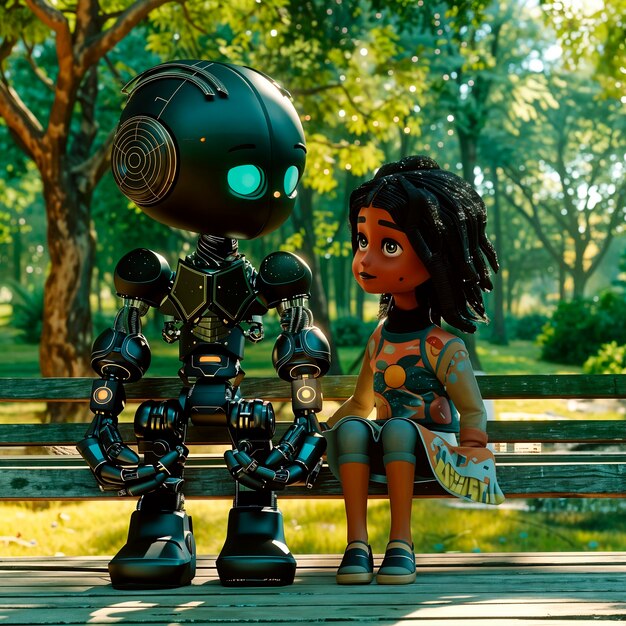 Escena de un robot de dibujos animados