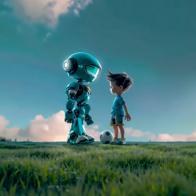 Escena de un robot de dibujos animados