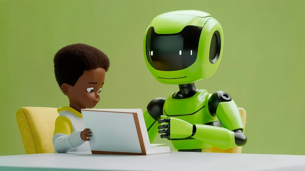 Escena de un robot de dibujos animados