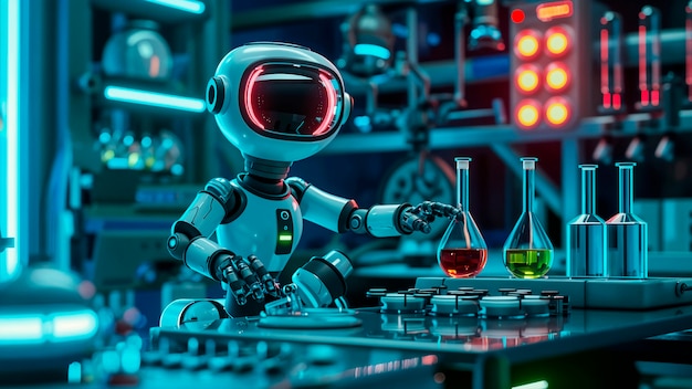 Escena de un robot de dibujos animados