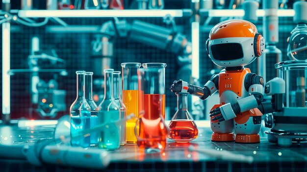 Escena de un robot de dibujos animados