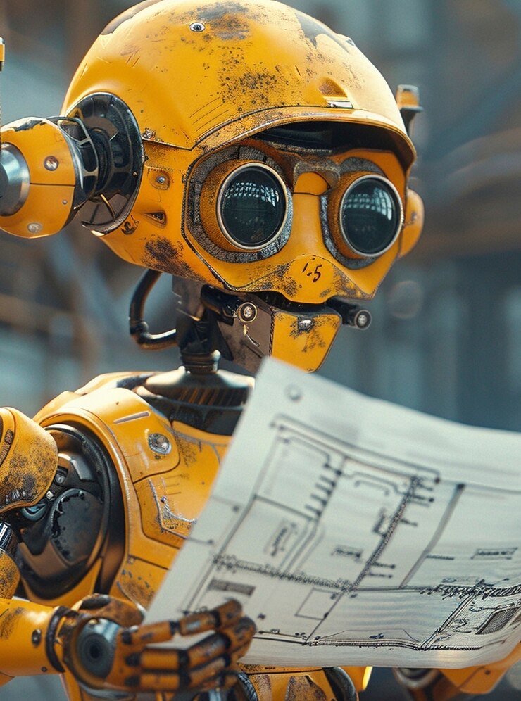 Foto gratuito escena con un robot futurista utilizado en la industria de la construcción
