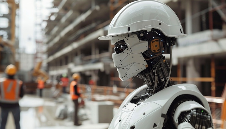 Foto gratuito escena con un robot futurista utilizado en la industria de la construcción