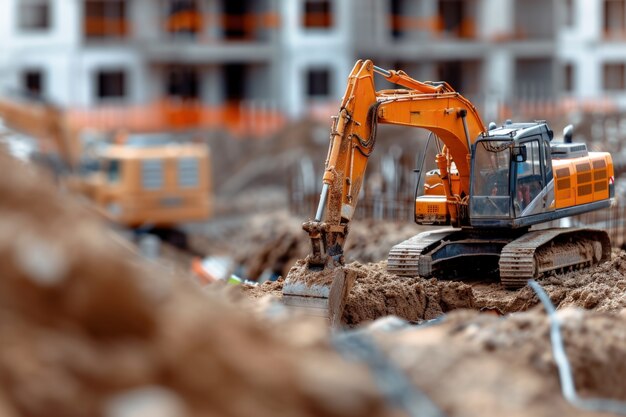 Escena del sitio de construcción con equipos