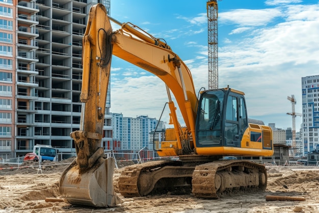 Escena del sitio de construcción con equipos