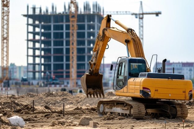 Escena del sitio de construcción con equipos