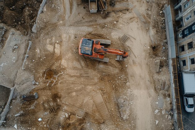 Escena del sitio de construcción con equipos