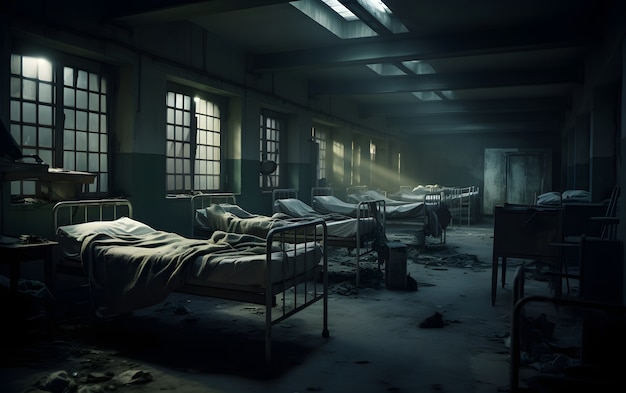 Foto gratuita escena de terror con un hospital misterioso