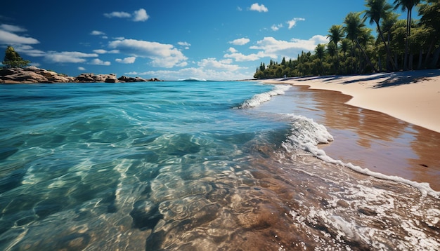 Foto gratuita una escena tranquila de una costa de verano las olas chocando suavemente generadas por la inteligencia artificial