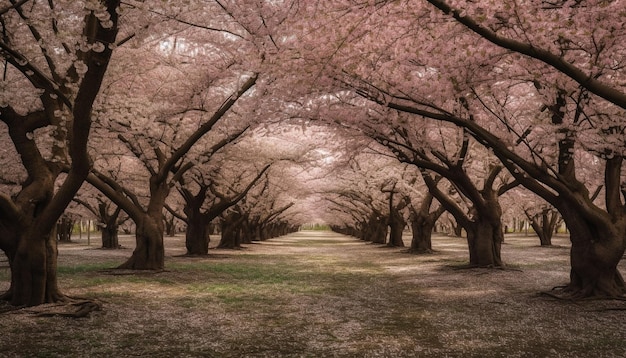 Escena tranquila de flor de cerezo en primavera generada por IA