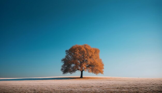 Escena tranquila hojas amarillas en la rama de un árbol generada por IA