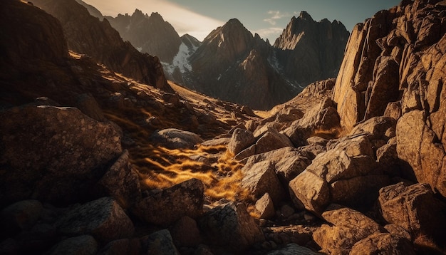 Foto gratuita escena tranquila de la majestuosa cordillera sin gente generada por ia