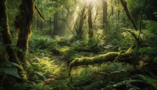 Foto gratuita escena tranquila del misterio y la belleza de la selva tropical generada por ia