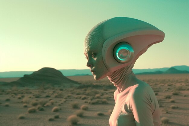 Escena con vida en un planeta extraterrestre de fantasía.