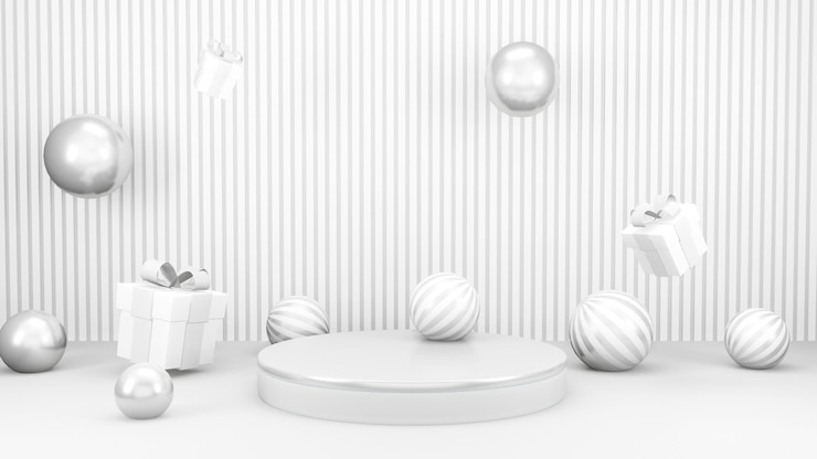 Foto gratuito escenario vacío con podio y adornos navideños maqueta mínima escena de invierno de navidad árboles de navidad a