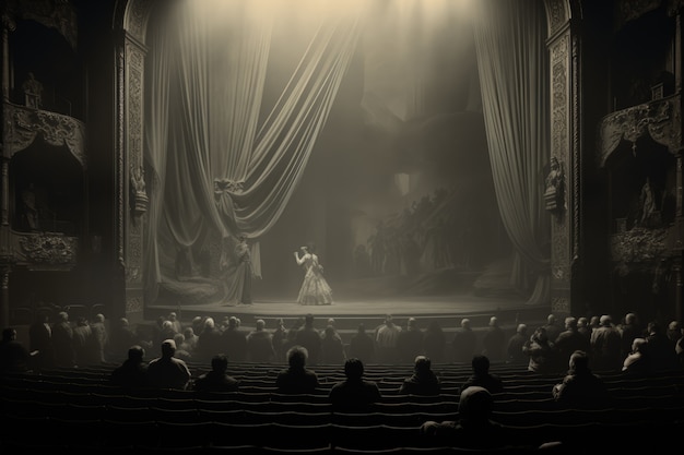 Foto gratuita escenas retro del día mundial del teatro con una ópera.