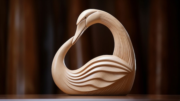 Foto gratuita escultura de cisne decorativa de madera hecha a mano