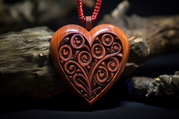 Foto gratuita escultura de corazón decorativa de madera hecha a mano