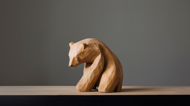 Foto gratuita escultura de oso decorativa de madera hecha a mano