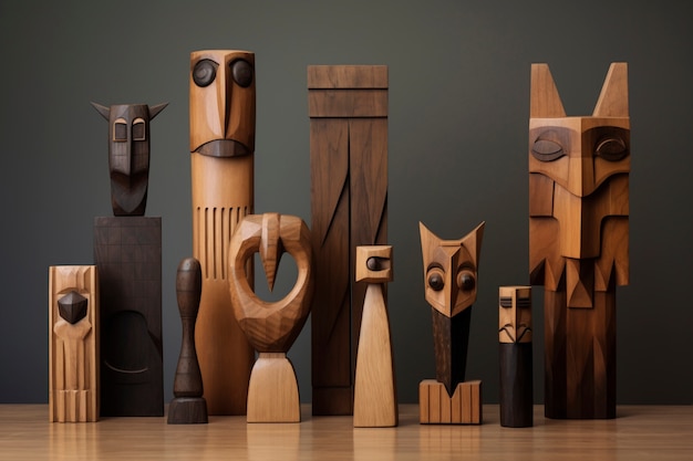 Esculturas decorativas de madera hechas a mano