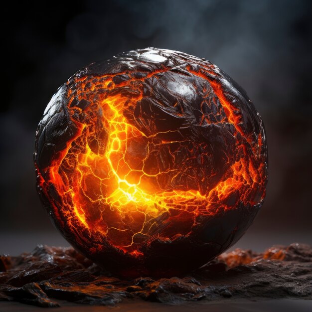 Esfera 3d creativa abstracta con efecto fuego.