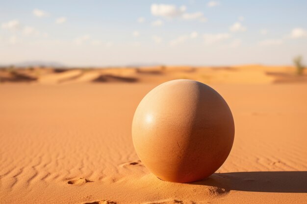 Esfera 3D creativa abstracta con paisaje desértico
