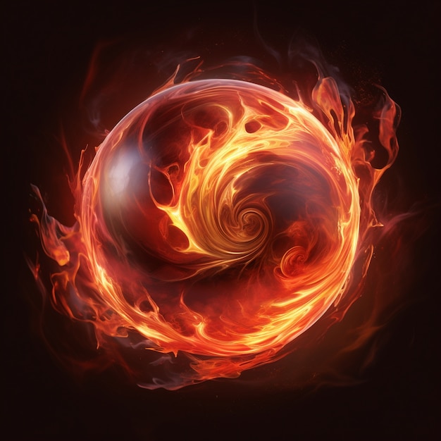 Foto gratuita esfera 3d en llamas con llamas