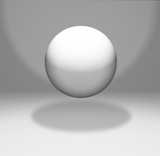 esfera flotante en una habitación blanca