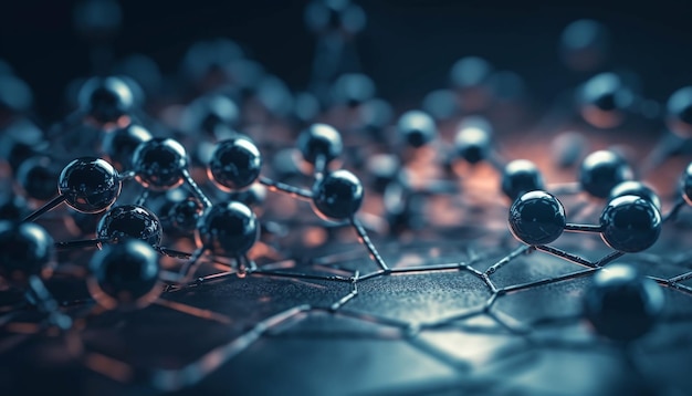 Esfera molecular azul revela datos de investigación genética futurista generados por IA