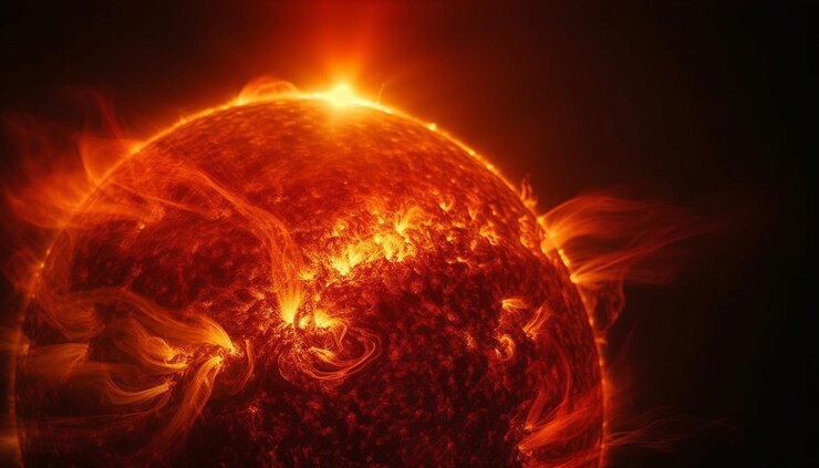 Foto gratuito esfera resplandeciente que enciende un fenómeno natural ardiente como telón de fondo generativo ai