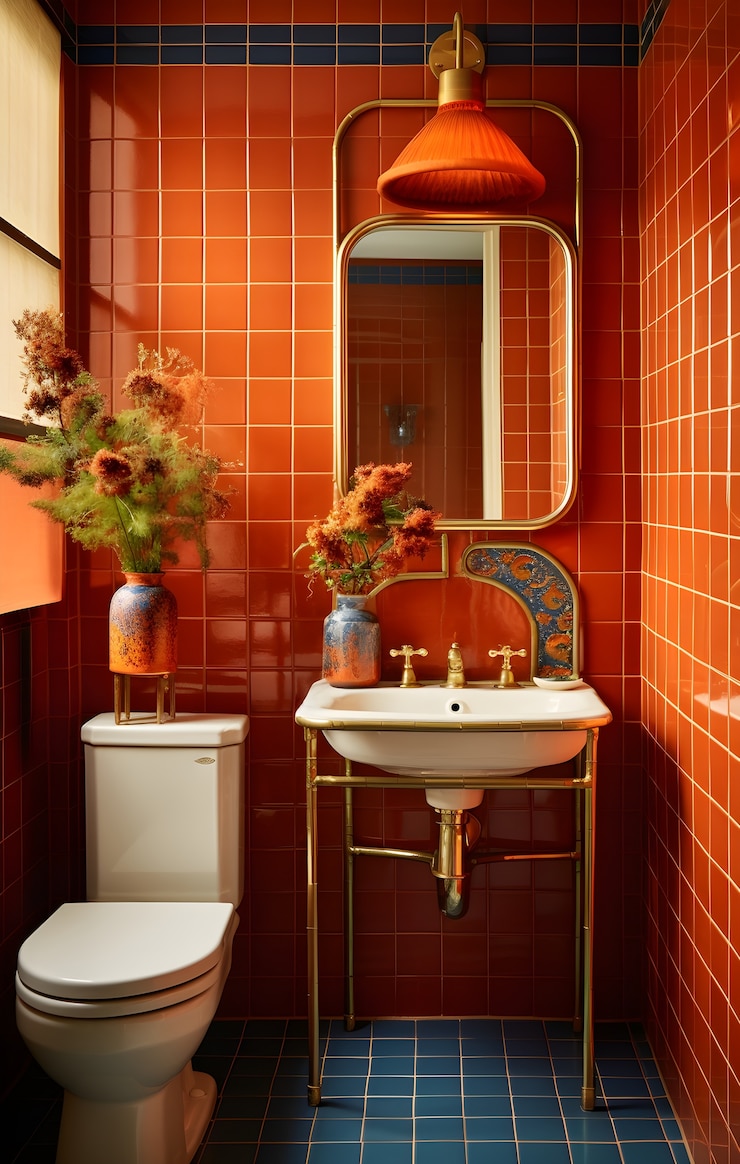 Foto gratuito espacio de baño pequeño con muebles de estilo moderno.
