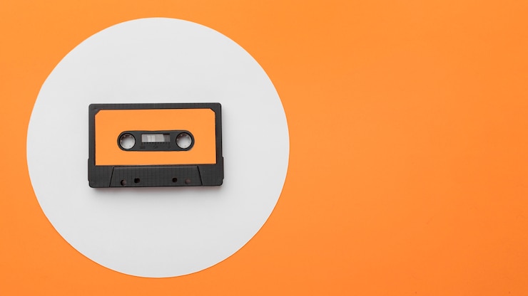 Foto gratuito espacio de copia de cinta de cassette vintage