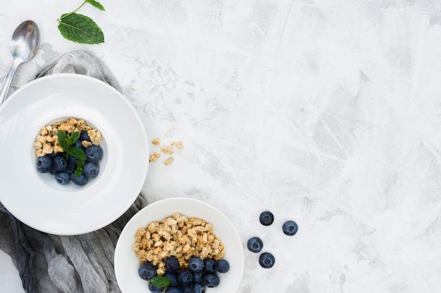 Espacio de copia de comida saludable por la mañana