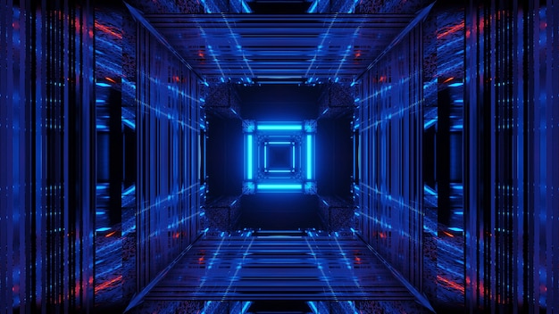 Foto gratuita espacio futurista de ciencia ficción abstracta con luces de neón azules