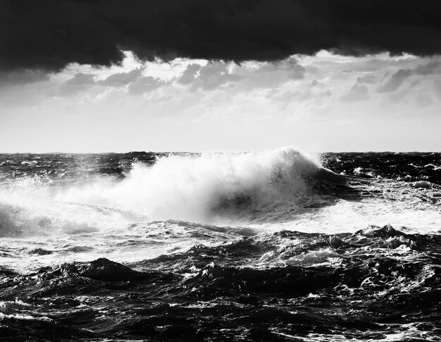 Espectacular paisaje marino en blanco y negro