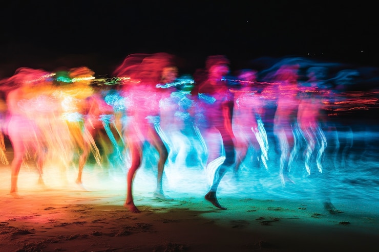 Foto gratuito espectro y destellos de luz de colores