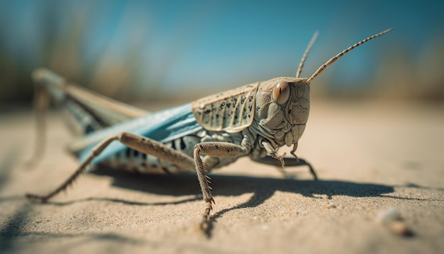 Foto gratuita espeluznante langosta se arrastra en un primer plano de hoja verde generado por ia